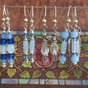 Beautiful blue glass earrings.